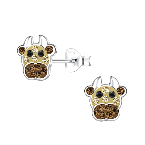 Silver Cow Stud Earrings - 19489