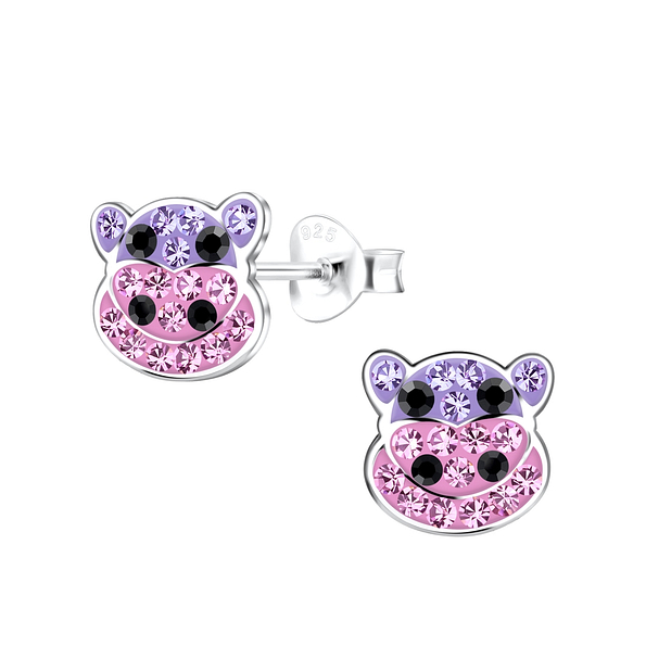 Silver Hippopotamus Stud Earrings - 19500