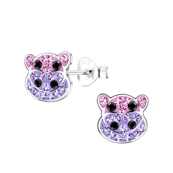 Silver Hippopotamus Stud Earrings - 19499