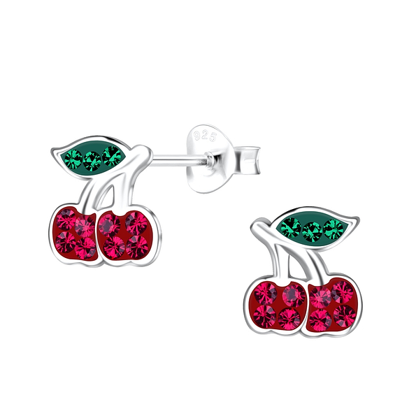 Silver Cherry Stud Earrings - 19455