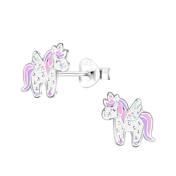 Silver Unicorn Stud Earrings - 19463