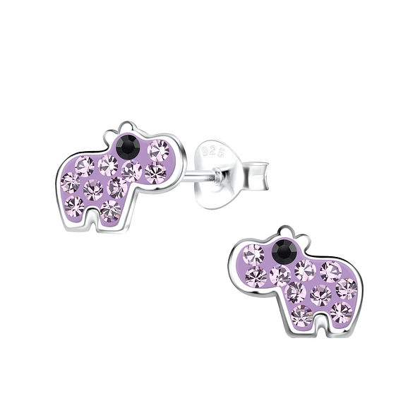 Silver Hippopotamus Stud Earrings - 19430