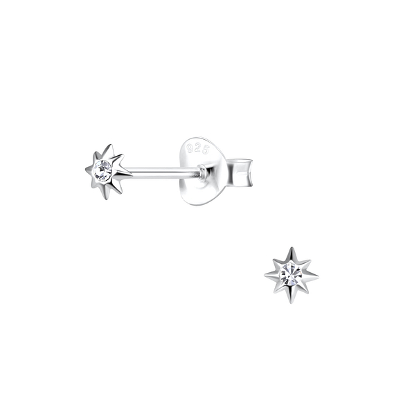 Silver Starburst Stud Earrings - 19421