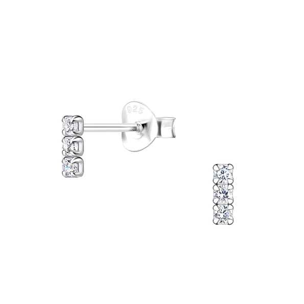 Silver Bar Stud Earrings - 19405