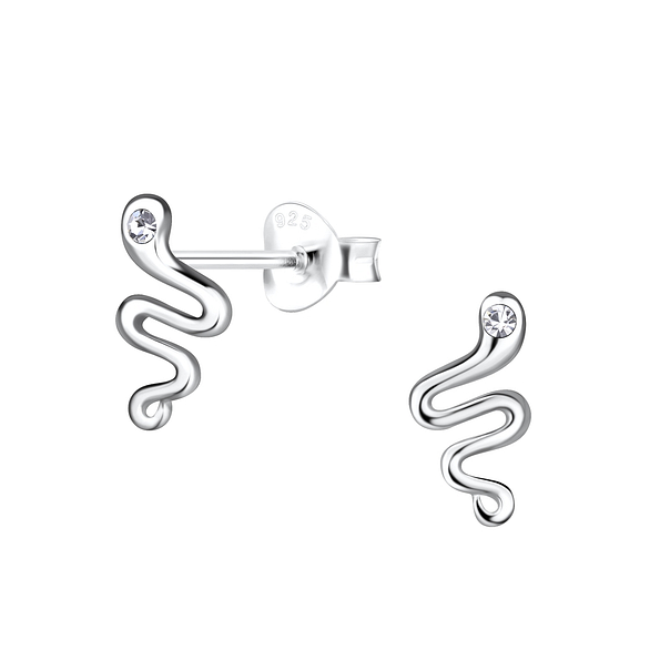 Silver Snake Stud Earrings - 19404