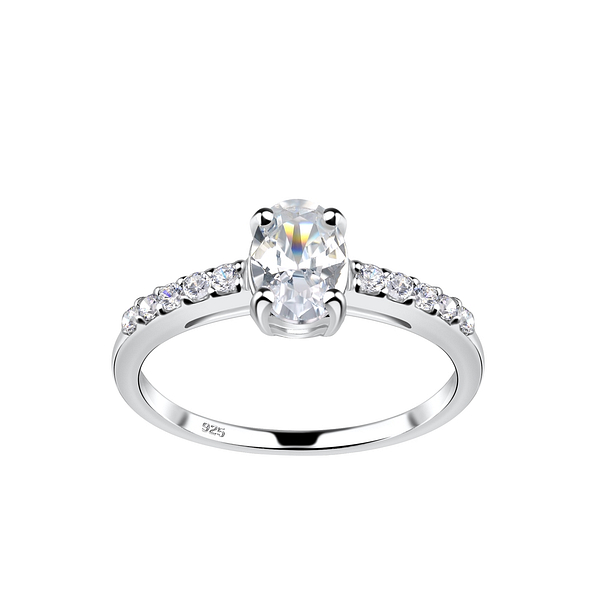 Silver Oval Stone Ring - 19222