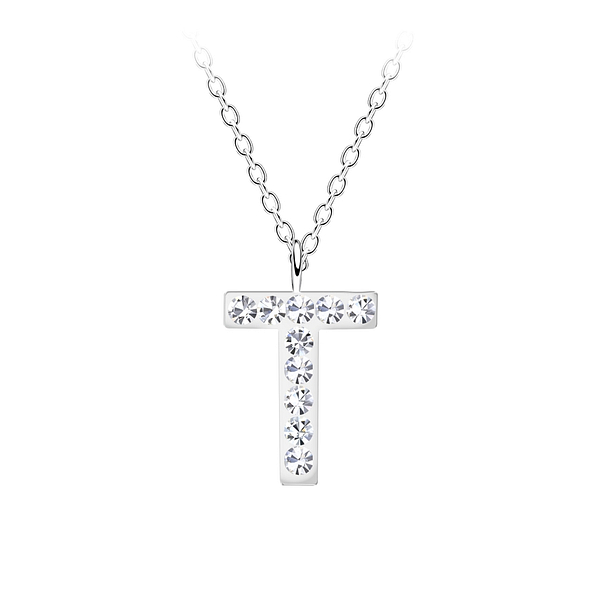 Silver Letter T Necklace - 19546