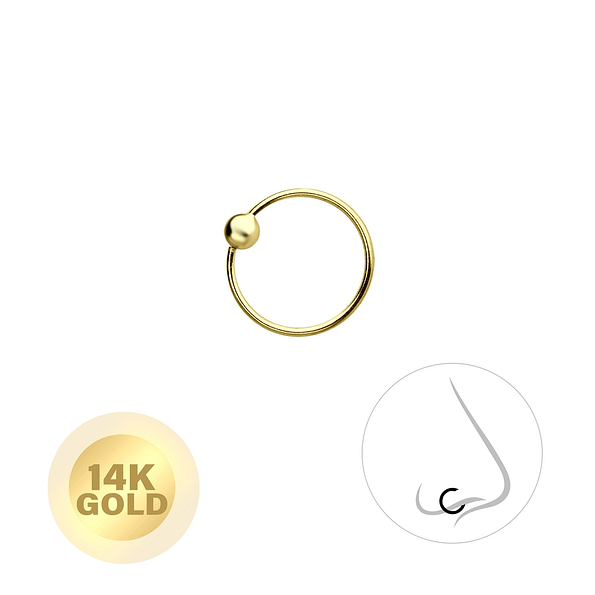 14K Solid Gold - 8mm Nose Ring - 8480