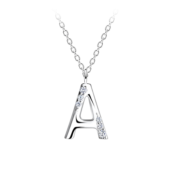 Silver Letter A Necklace - 19551