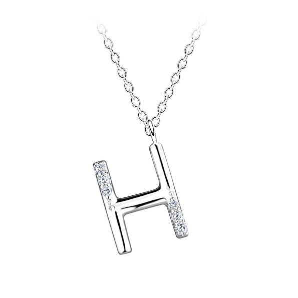 Silver Letter H Necklace - 19565