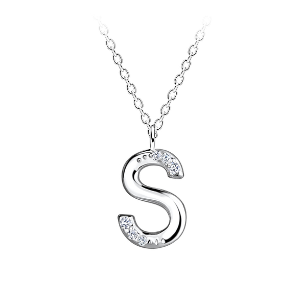 Silver Letter S Necklace - 19567