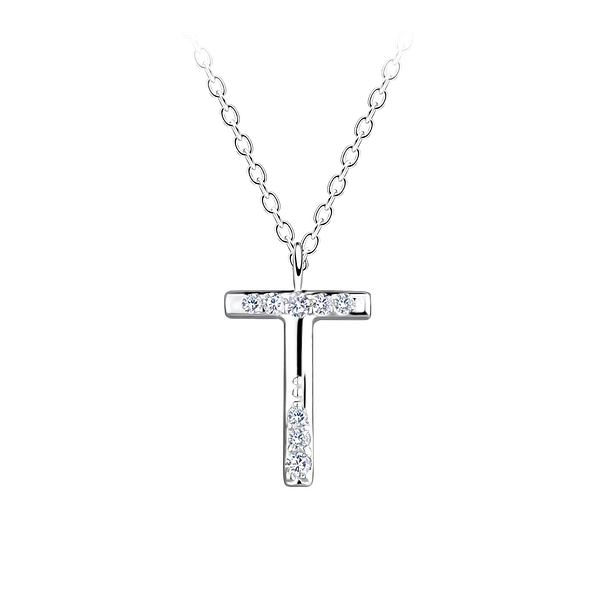 Silver Letter T Necklace - 19568