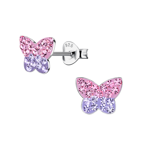 Silver Butterfly Stud Earrings - 15715