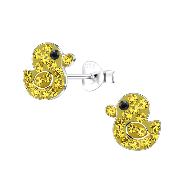 Silver Duck Stud Earrings - 19527