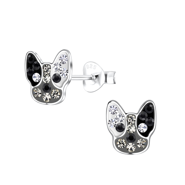 Silver French Bulldog Stud Earrings - 19350