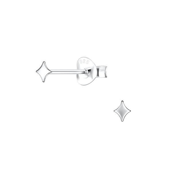 Silver Diamond Shaped Stud Earrings - 19598 Silver Diamond Shaped Stud Earrings - 19598