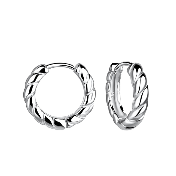 15mm Silver Twisted Huggie Earrings - 19506