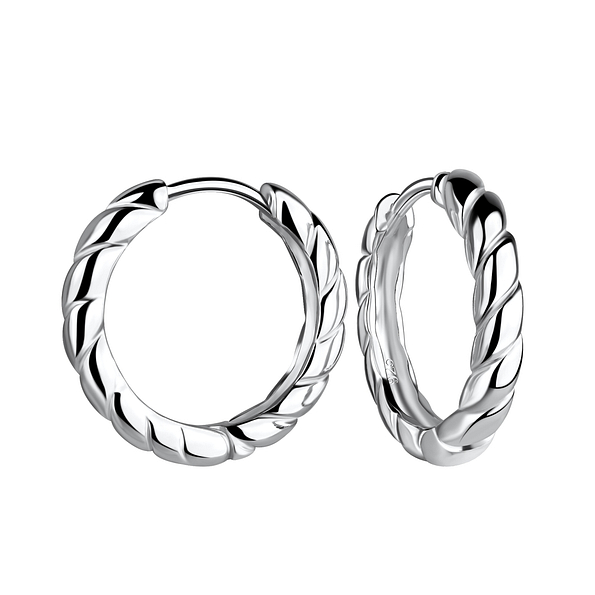 18mm Silver Twisted Huggie Earrings - 19505