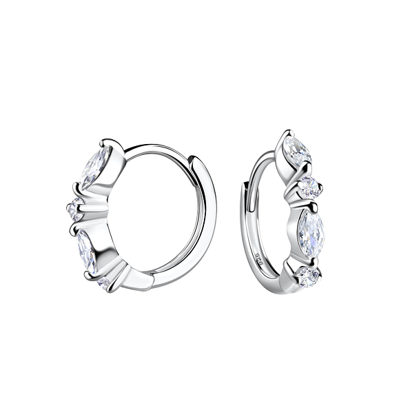 12mm Silver Geometric Huggie Earrings - 19508