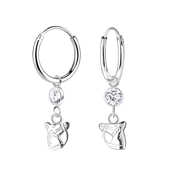 Silver Horse Charm Hoop Earrings - 17867