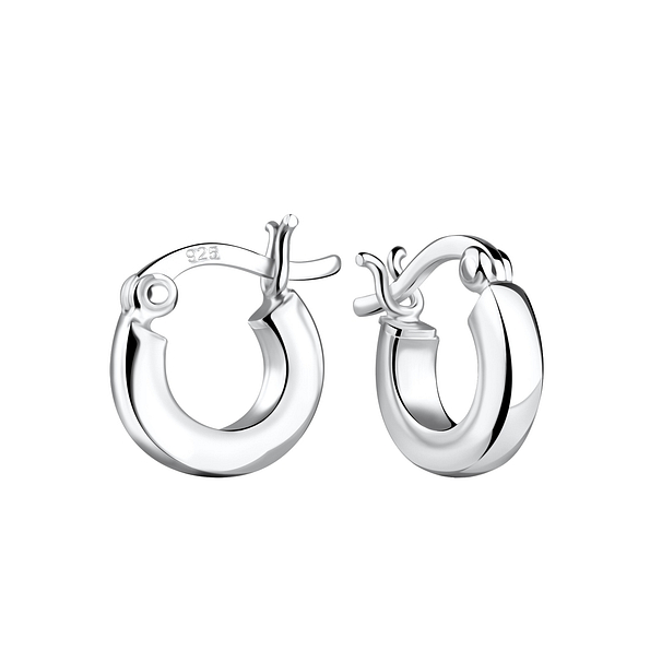 10mm Silver French Lock Hoop Earrings - 19519
