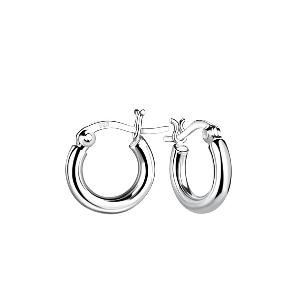 13mm Silver French Lock Hoop Earrings - 19536