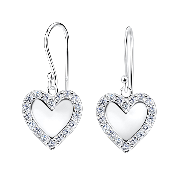 Silver Heart Earrings - 19707