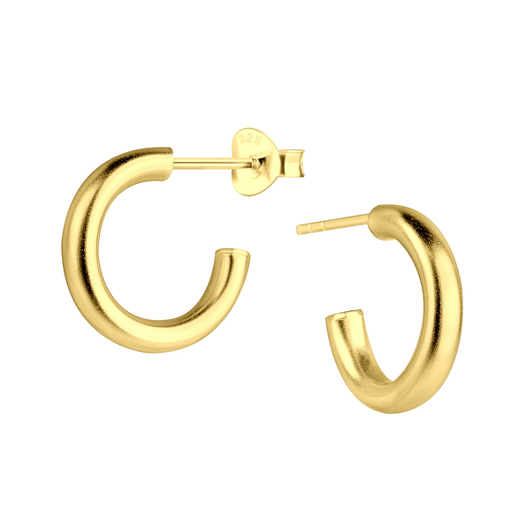 Silver Half Hoop Stud Earrings - 19700