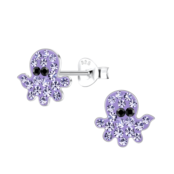 Silver Octopus Stud Earrings - 19711
