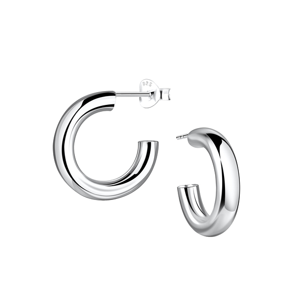 Silver Half Hoop Stud Earrings - 19643 Silver Half Hoop Stud Earrings - 19643