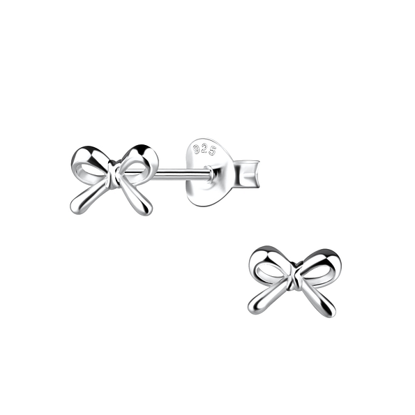 Silver Bow Stud Earrings - 19725