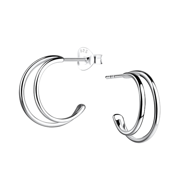 Silver Half Hoop Earrings - 19727