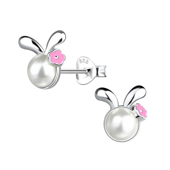 Silver Bunny Stud Earrings - 19723