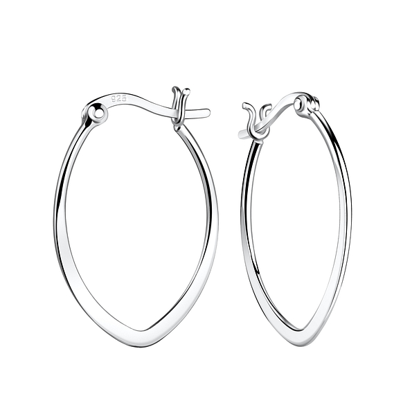 Silver French Lock Hoop Earrings - 19637