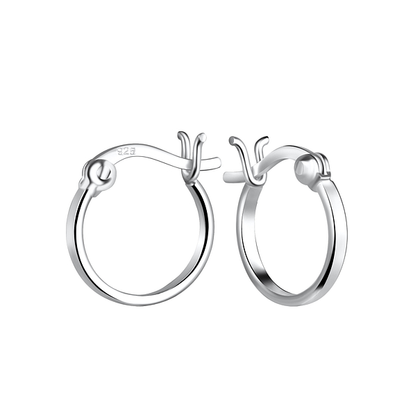 12mm Silver French Lock Hoop Earrings - 19677