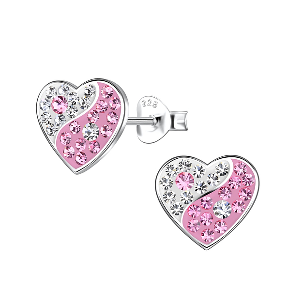 Silver Heart Stud Earrings - 19883