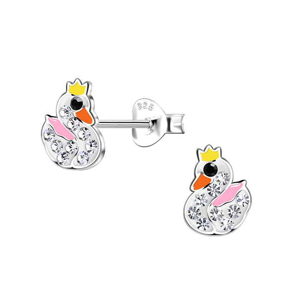 Silver Swan Stud Earrings - 19909