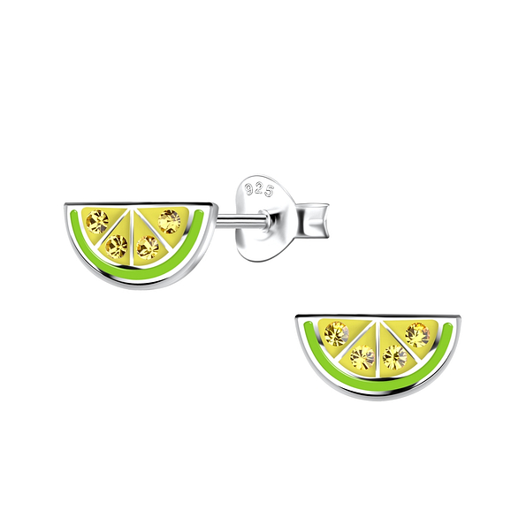 Silver Lime Stud Earrings - 19893