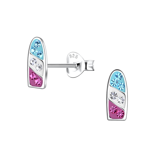 Silver Surfboard Stud Earrings - 19942