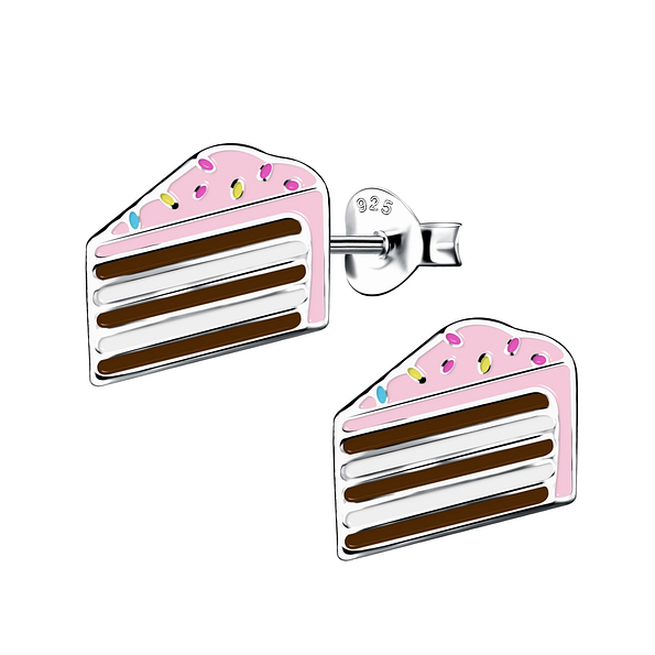 Silver Cake Stud Earrings - 15736