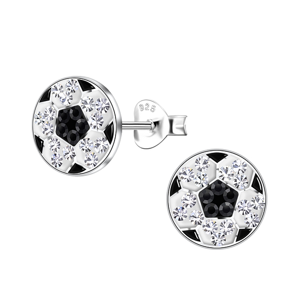 Silver Football Stud Earrings - 20019
