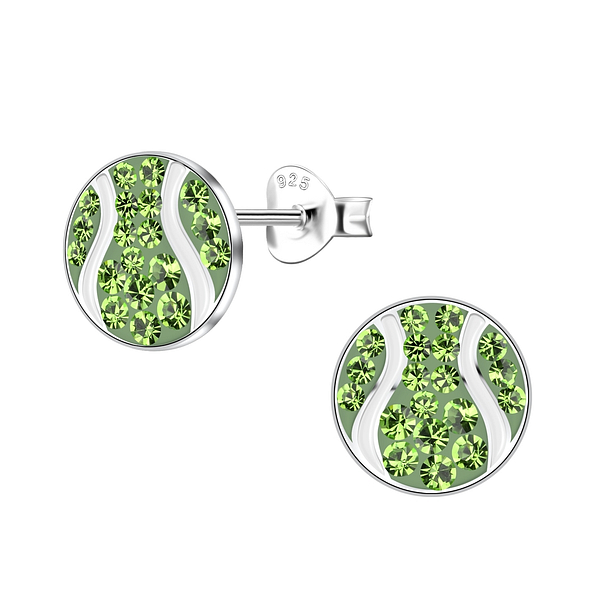 Silver Tennis Ball Stud Earrings - 20020