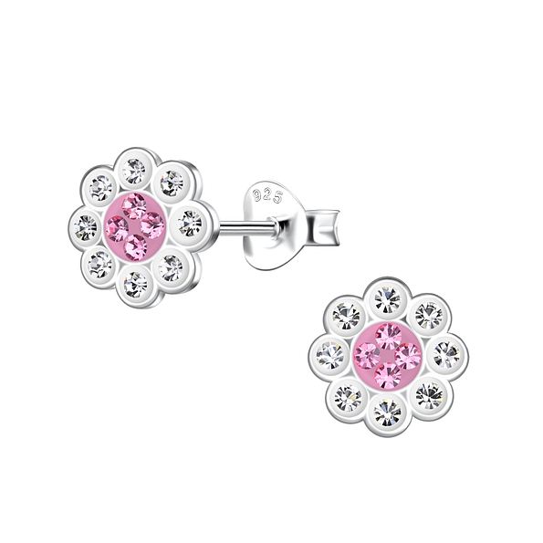 Silver Flower Stud Earrings - 19973
