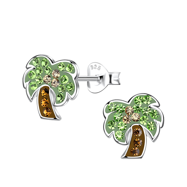 Silver Coconut Tree Stud Earrings - 20048