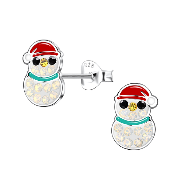 Silver Snowman Stud Earrings - 20057