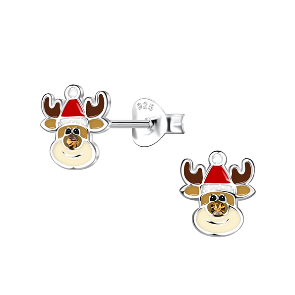 Silver Reindeer Stud Earrings - 20074
