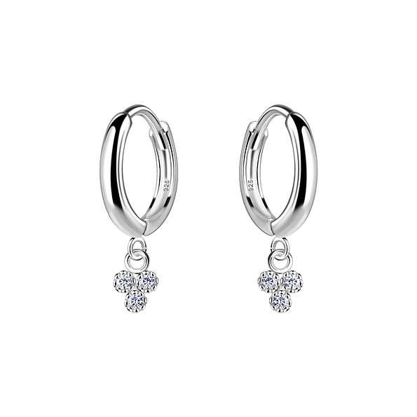 Silver Three Stones Charm Huggie Earrings - 19964