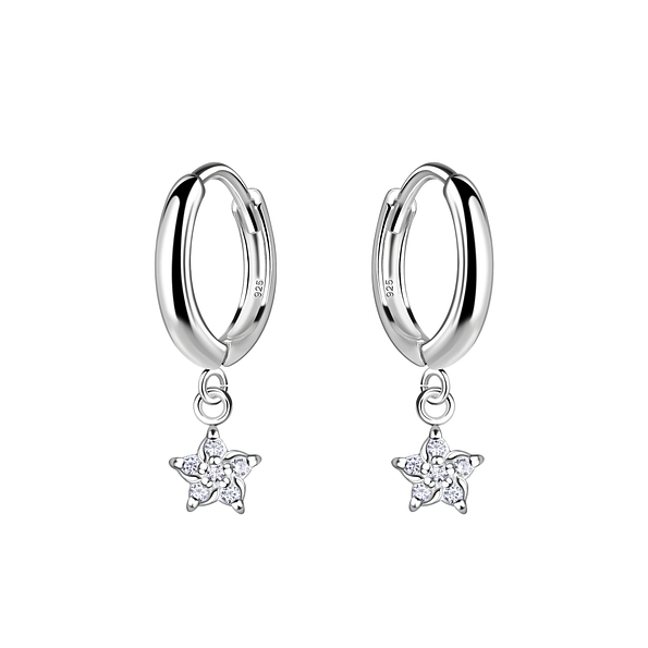 Silver Star Charm Huggie Earrings - 20030