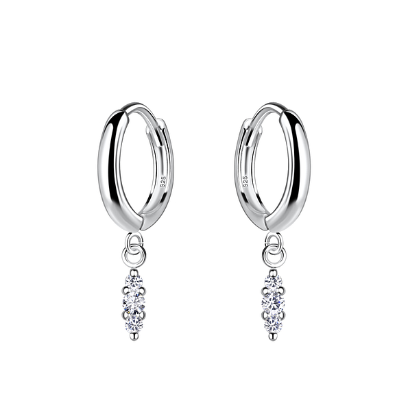 Silver Marquise Charm Huggie Earrings - 19970