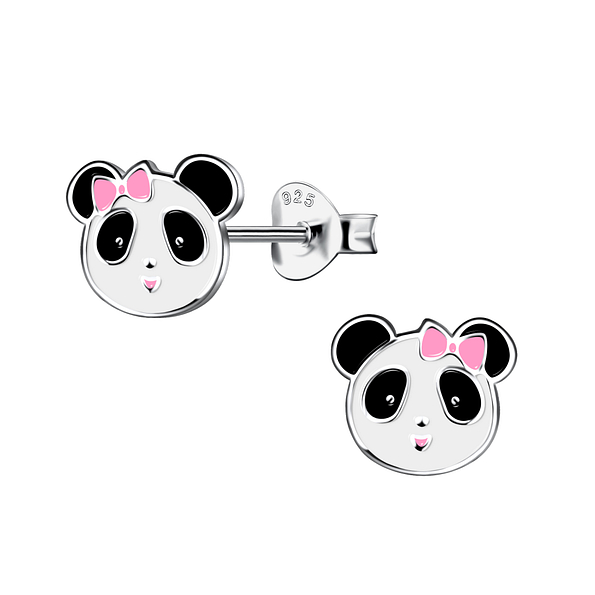 Silver Panda Stud Earrings - 20111